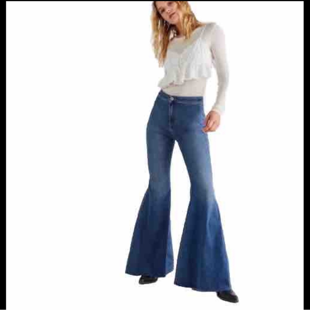 Free People High Rise Flare Jeans Size 24